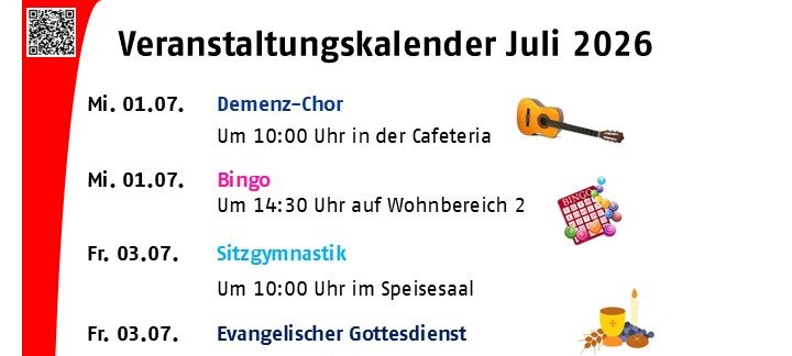 Eine Auflistung der Veranstaltungen im Juli 2026