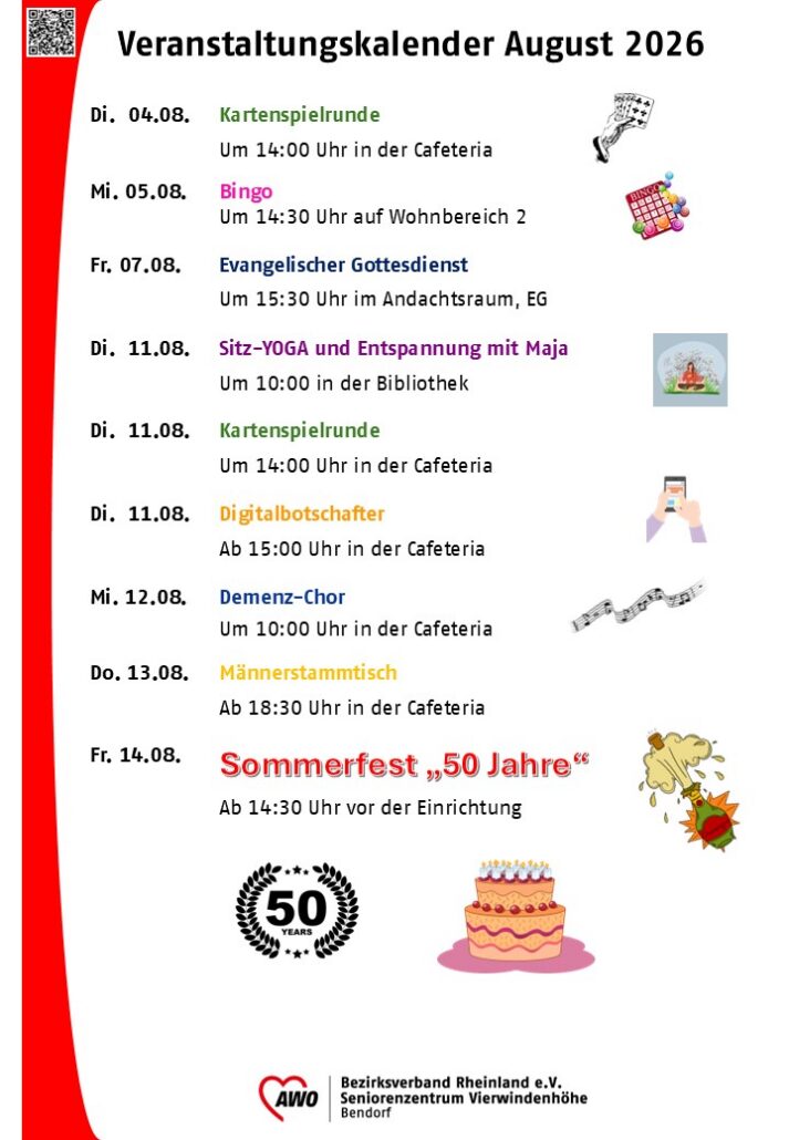 Eine Auflistung der Veranstaltungen im August 2026