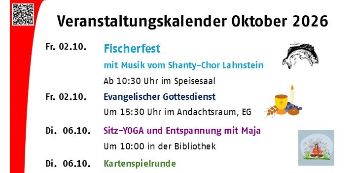Eine Auflistung des Veranstaltungskalender Oktober2026